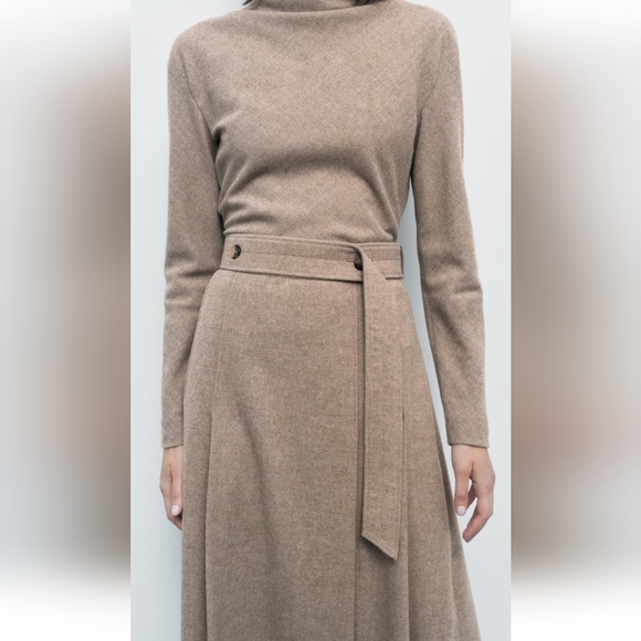 Zara * Wool Blend Limited Edition Midi Skirt Front Slit - Picture 10 of 14